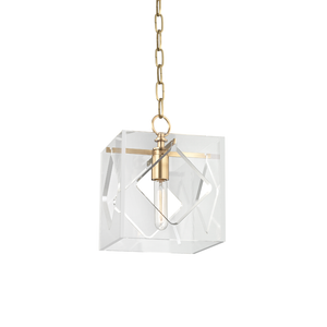 Travis Lantern 9" in aged brass — a Hudson Valley lantern for entries, foyers, and covered porches at Laurie Yapp Home.