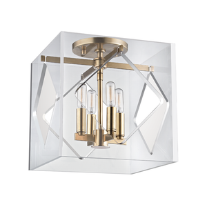 Travis Semi Flush in aged brass — a Hudson Valley semi flush for hallways, bedrooms, and entryways at Laurie Yapp Home.