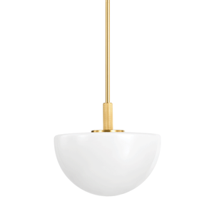 Lethbridge Pendant 15" in aged brass — a Hudson Valley pendant for kitchens, entries, and dining rooms at Laurie Yapp Home.