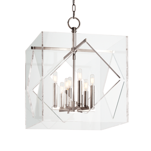 Travis Chandelier 20" in polished nickel shown from a second angle to highlight the frame, arms, and shade detail.