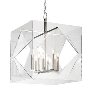 Travis Chandelier 24" in polished nickel shown from a second angle to highlight the frame, arms, and shade detail.