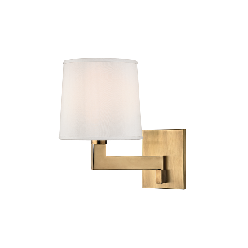 Fairport Wall Sconce 7.5" in aged brass — a Hudson Valley wall sconce for bathrooms, hallways, and living rooms at Laurie Yapp Home.