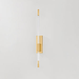 Rosco Wall Sconce in aged brass shown from a second angle to highlight the arm curve and shade silhouette.