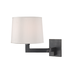 Fairport Wall Sconce 9" in bronze shown from a second angle to highlight the arm curve and shade silhouette.