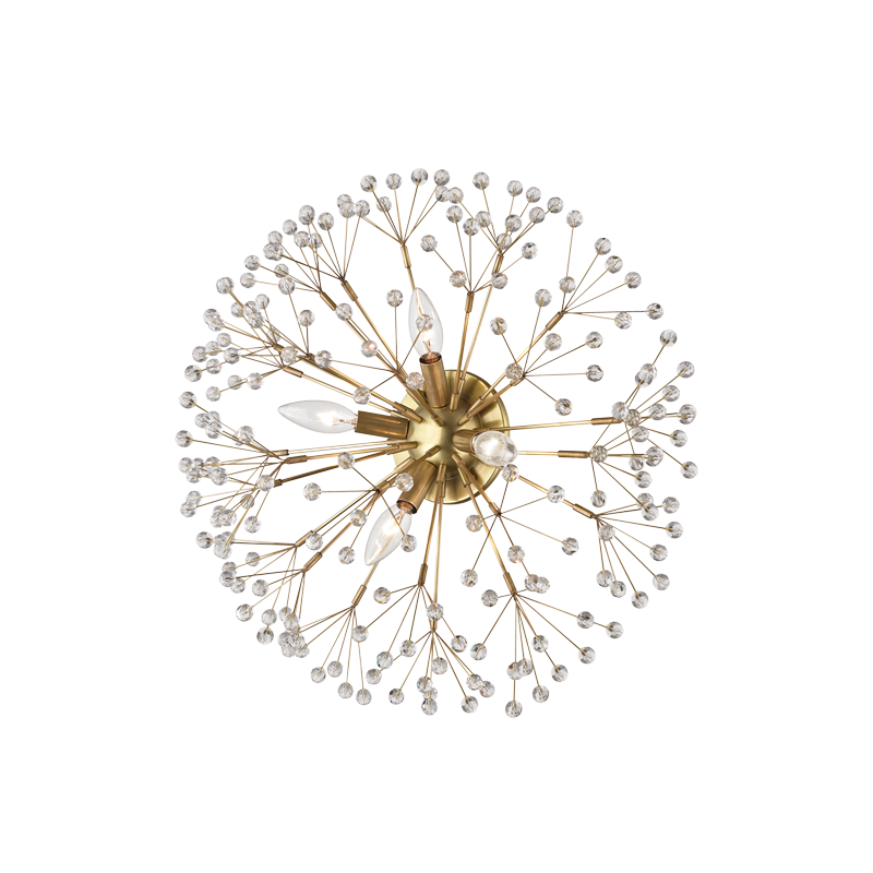 Dunkirk Semi Flush 20" in aged brass — a Hudson Valley semi flush for hallways, bedrooms, and entryways at Laurie Yapp Home.