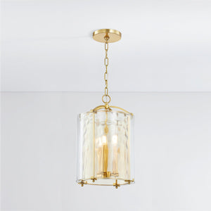 Ramsey Lantern 12" in aged brass shown from the front to reveal the frame and glass panel detail.