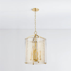 Ramsey Lantern 18" in aged brass shown from the front to reveal the frame and glass panel detail.