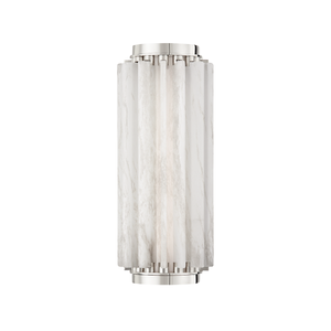 Hillside Wall Sconce 6" x 13.5" in polished nickel shown from a second angle to highlight the arm curve and shade silhouette.