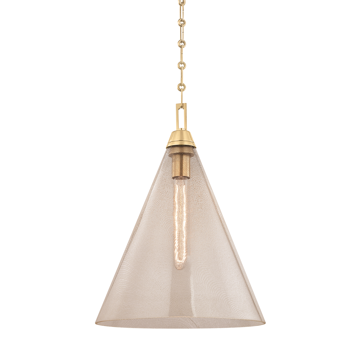Newbury Pendant 14" in aged brass — a Hudson Valley pendant for kitchens, entries, and dining rooms at Laurie Yapp Home.