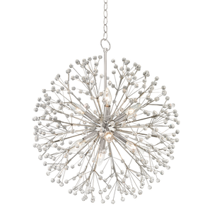 Dunkirk Chandelier 20" in polished nickel shown from a second angle to highlight the frame, arms, and shade detail.