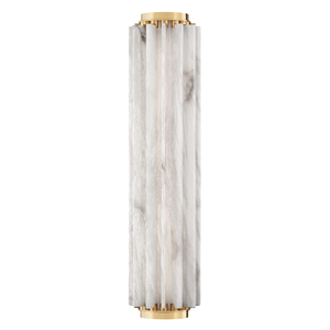 Hillside Wall Sconce 6" x 24.5" in aged brass — a Hudson Valley wall sconce for bathrooms, hallways, and living rooms at Laurie Yapp Home.
