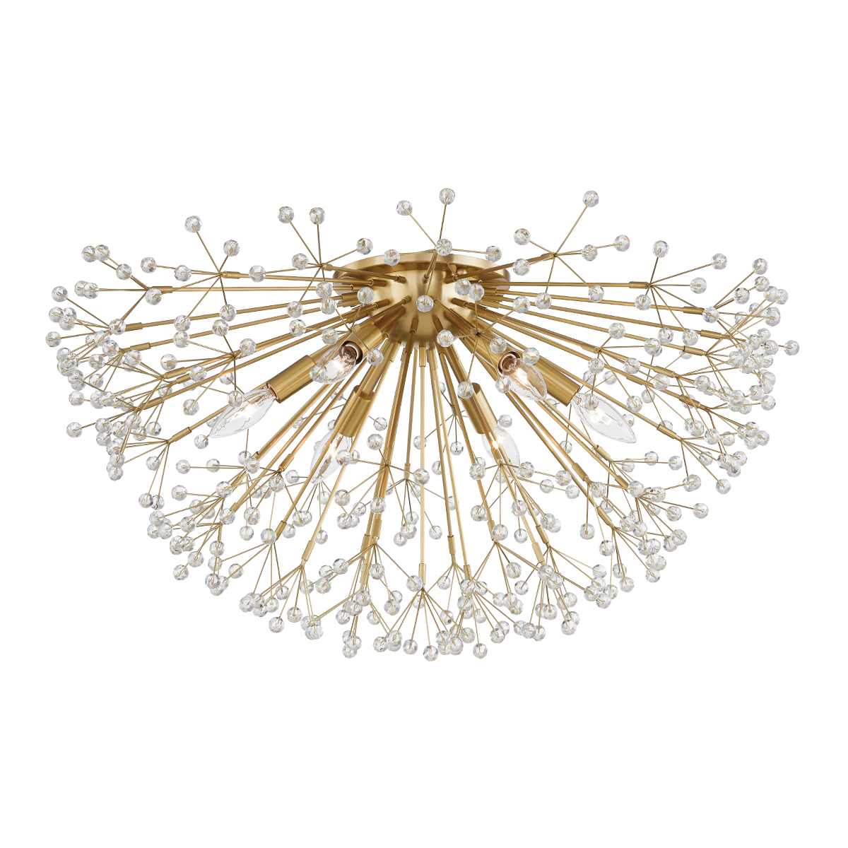 Dunkirk Semi Flush 30" in aged brass — a Hudson Valley semi flush for hallways, bedrooms, and entryways at Laurie Yapp Home.