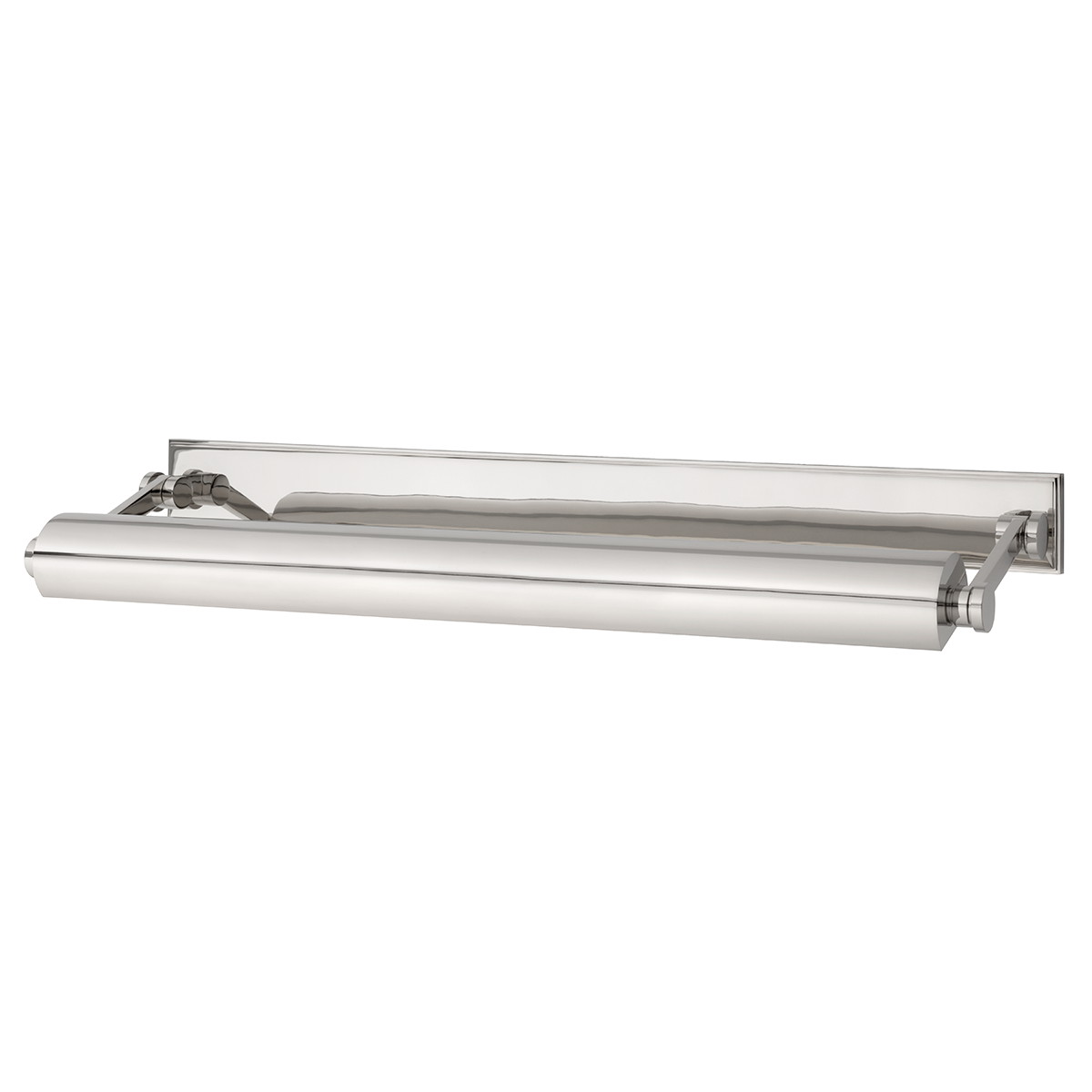 Merrick Picture Light 31.5" in polished nickel shown from the front to reveal the arm curve and shade proportion.