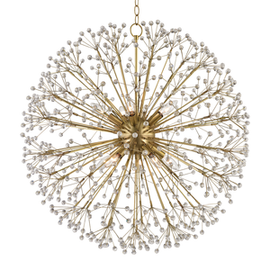 Dunkirk Chandelier 30" in aged brass — a Hudson Valley chandelier for dining rooms, entries, and living rooms at Laurie Yapp Home.