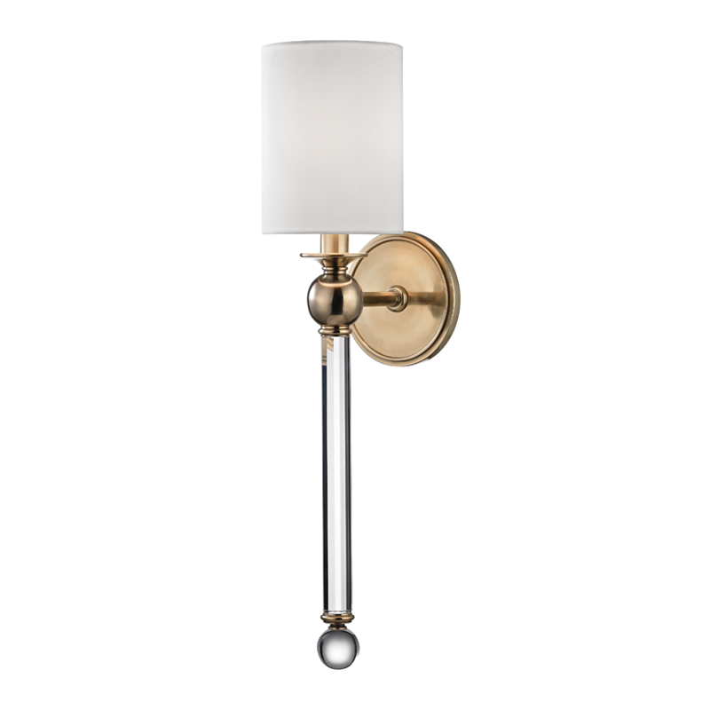 Gordon Wall Sconce in aged brass — a Hudson Valley wall sconce for bathrooms, hallways, and living rooms at Laurie Yapp Home.