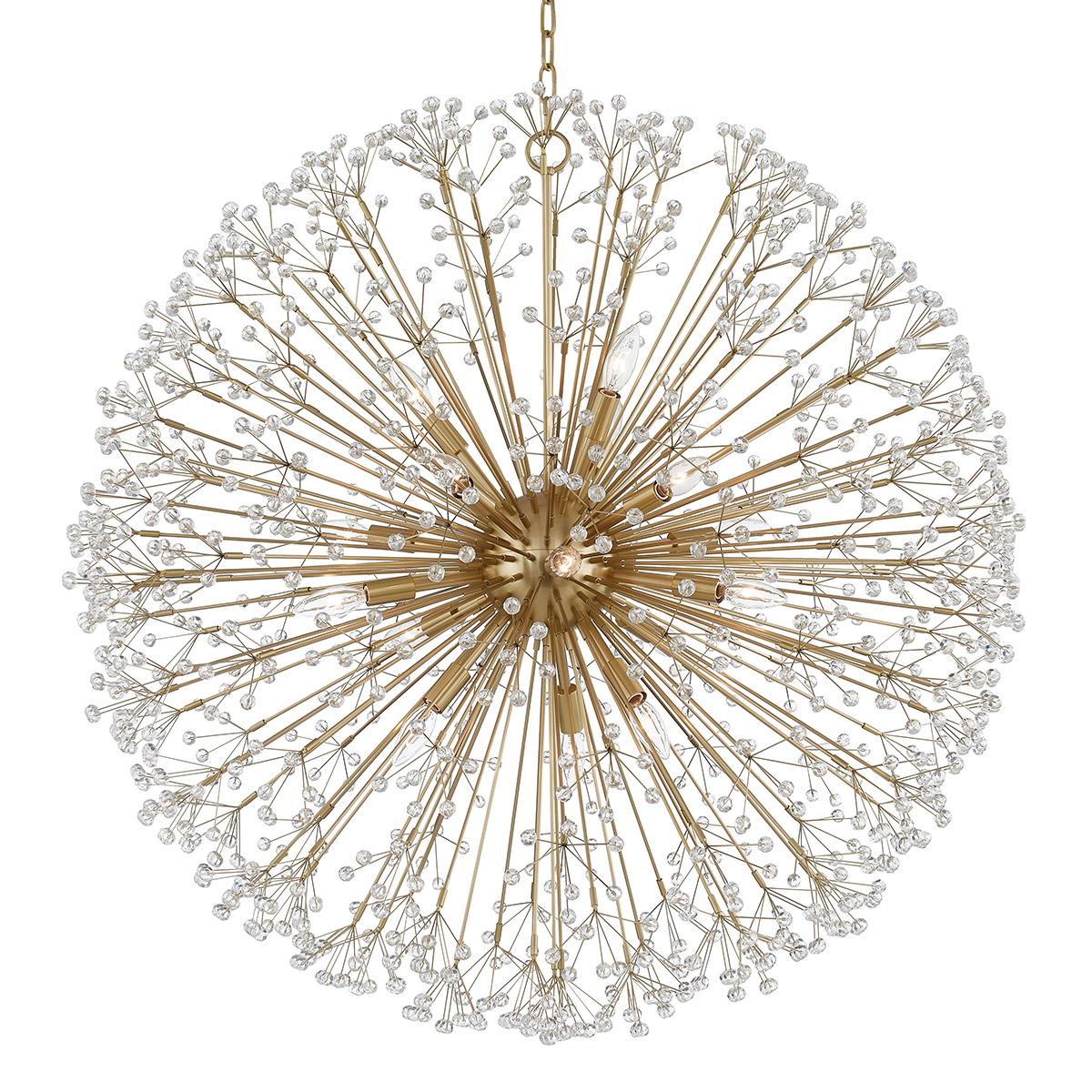 Dunkirk Chandelier 40" in aged brass — a Hudson Valley chandelier for dining rooms, entries, and living rooms at Laurie Yapp Home.