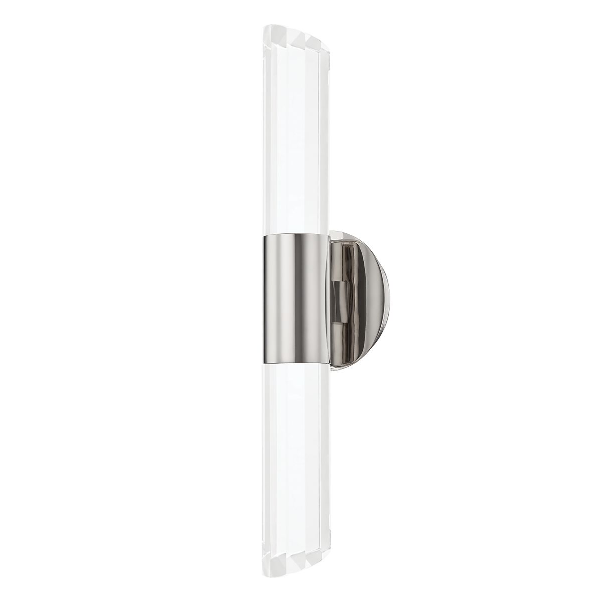 Rowe Wall Sconce 5.5" x 20.25" in polished nickel shown from the front to reveal the arm curve and shade silhouette.