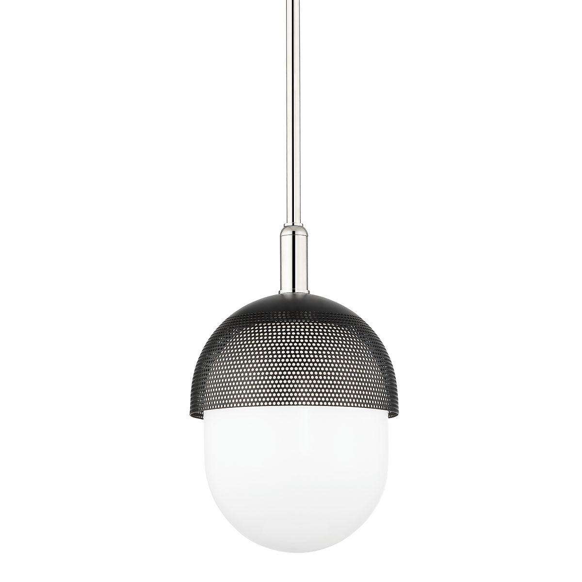 Nyack Pendant 9" in polished nickel shown from a second angle to highlight the shade shape and metal detail.