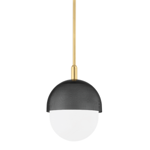 Nyack Pendant 14" in aged brass — a Hudson Valley pendant for kitchens, entries, and dining rooms at Laurie Yapp Home.