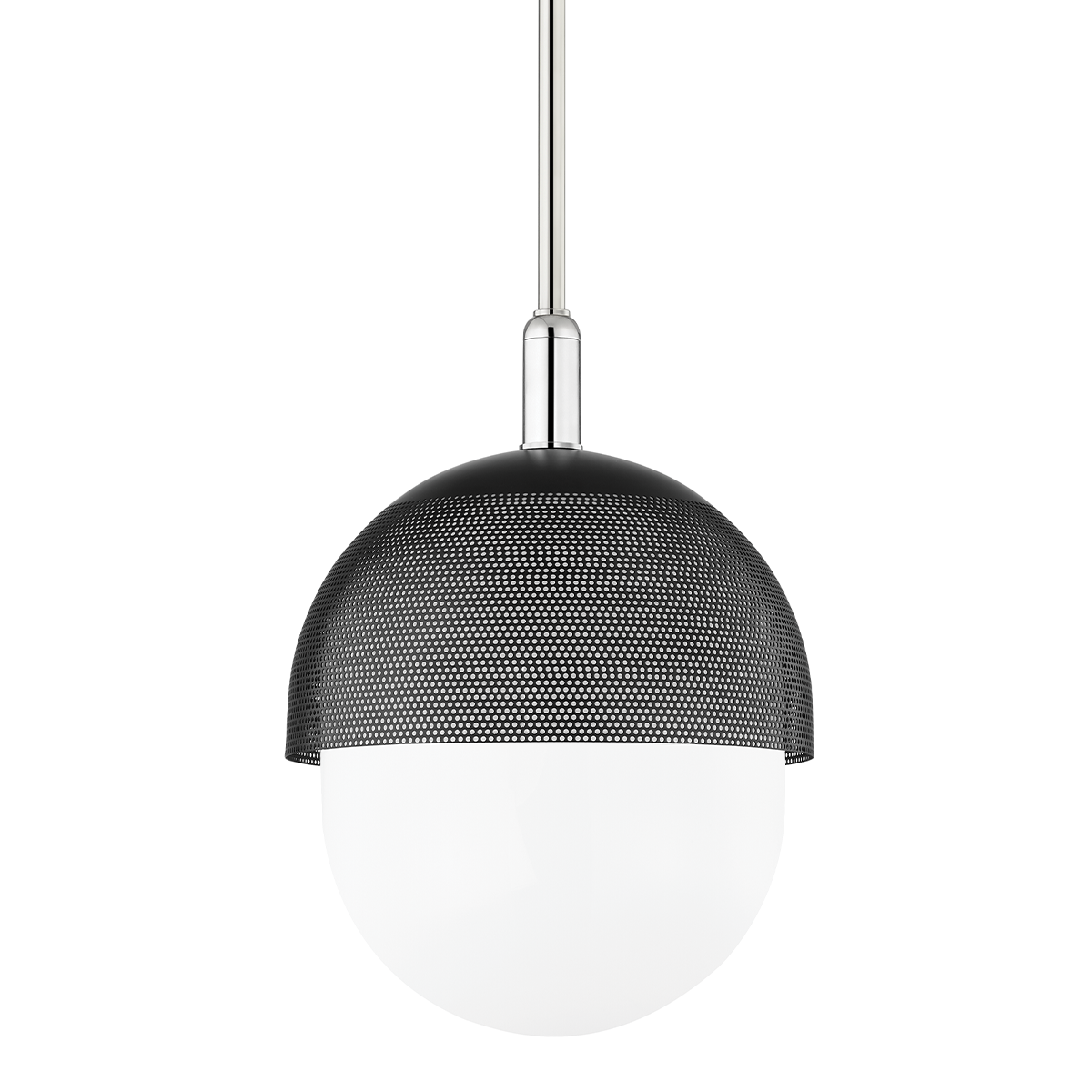 Nyack Pendant 14" in polished nickel shown from a second angle to highlight the shade shape and metal detail.