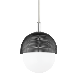 Nyack Pendant 14" in polished nickel shown from a second angle to highlight the shade shape and metal detail.