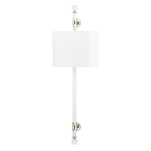 Wertham Wall Sconce in polished nickel shown from a second angle to highlight the arm curve and shade silhouette.