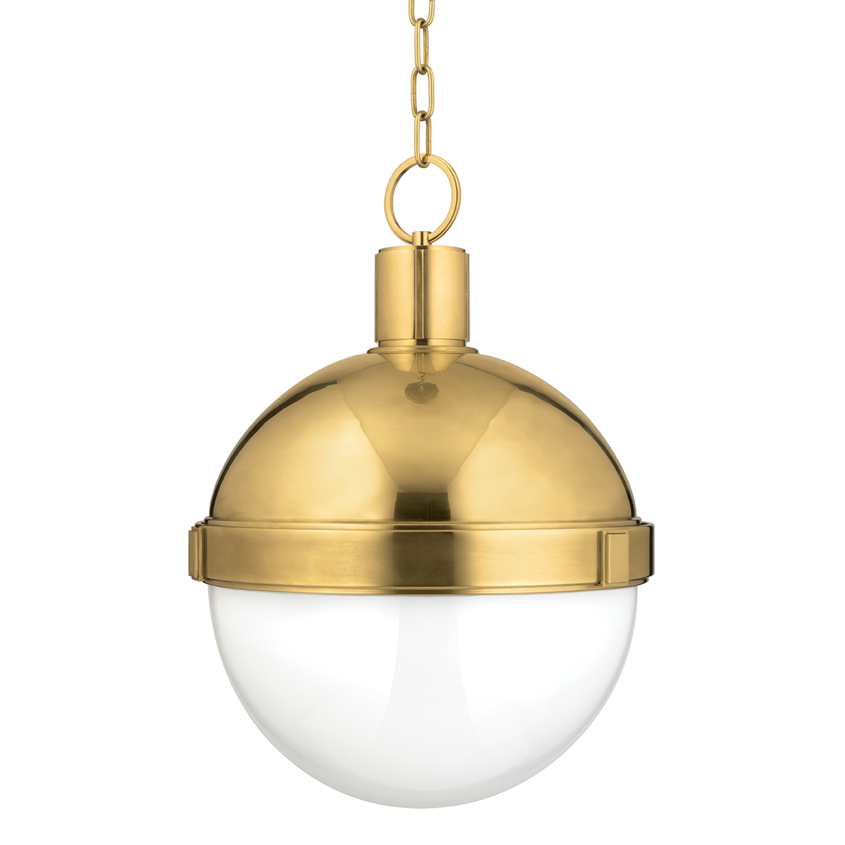 Lambert Pendant 14.5" in aged brass — a Hudson Valley pendant for kitchens, entries, and dining rooms at Laurie Yapp Home.
