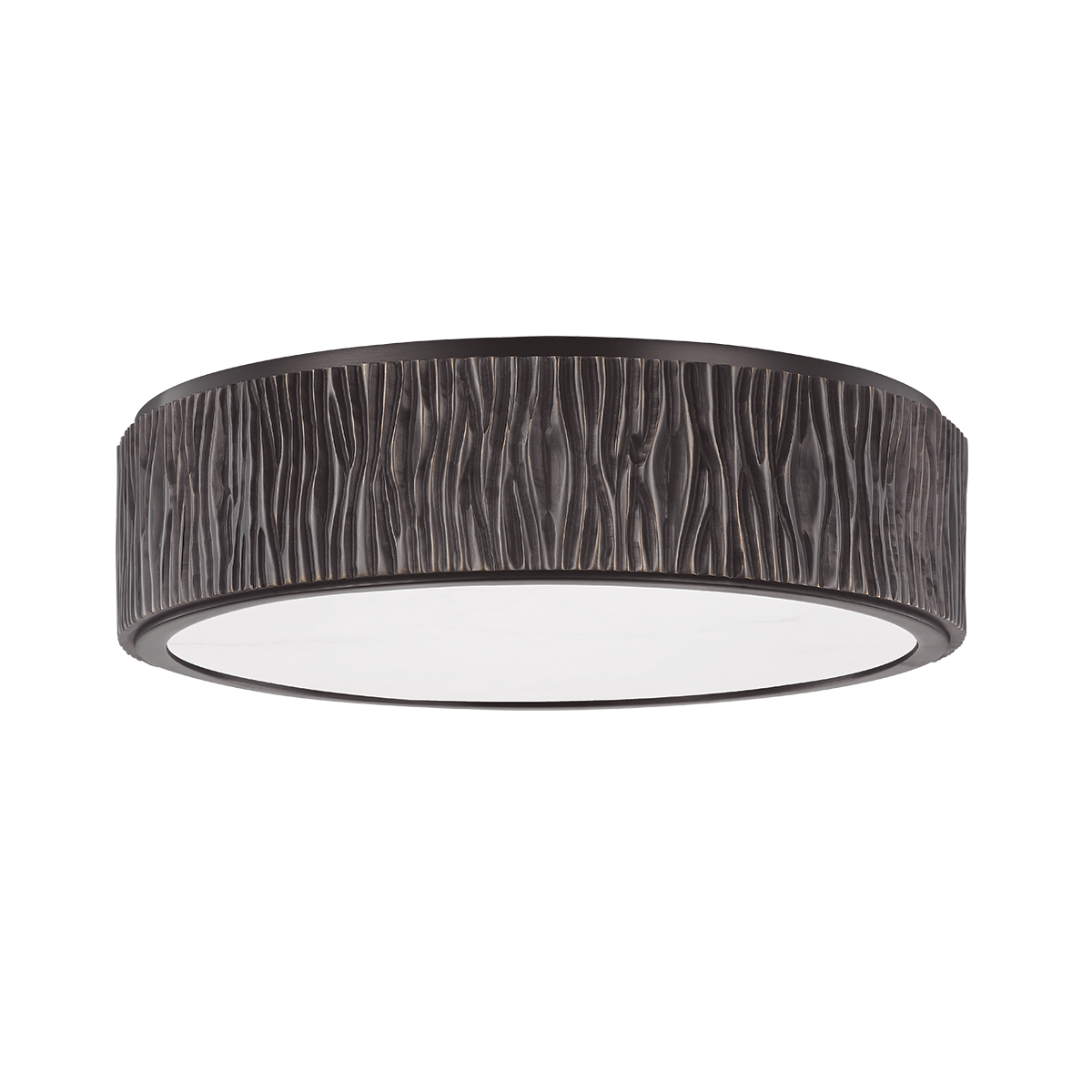 Crispin Flush Mount 13.5" in bronze shown from a second angle to highlight the shade profile and mounting canopy.