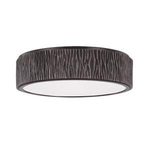 Crispin Flush Mount 13.5" in bronze shown from a second angle to highlight the shade profile and mounting canopy.