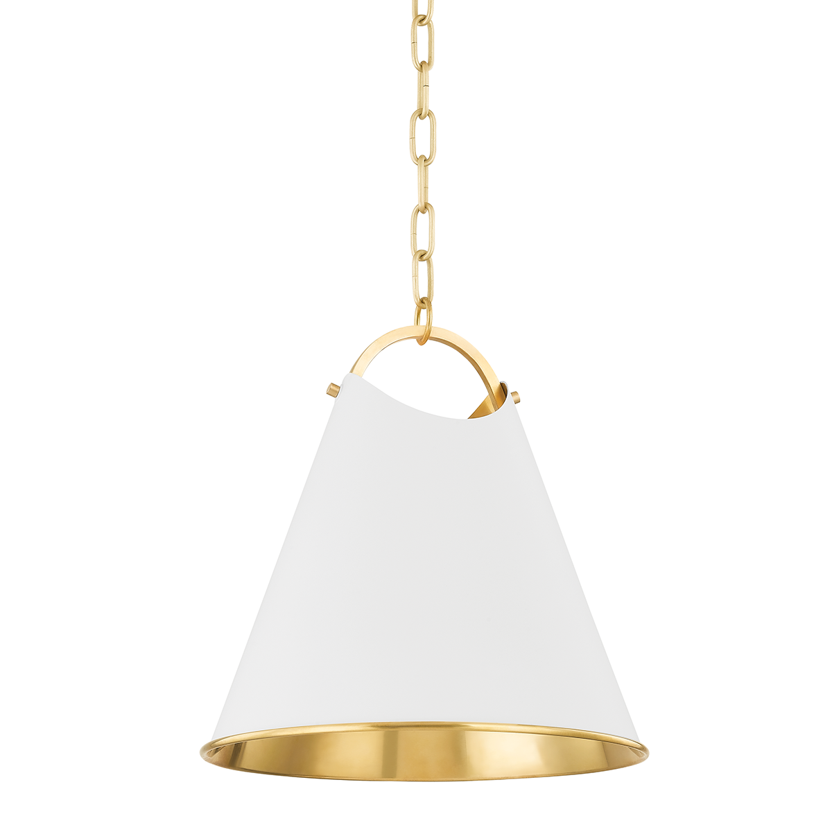 Burnbay Pendant 13.75" in aged brass — a Hudson Valley pendant for kitchens, entries, and dining rooms at Laurie Yapp Home.