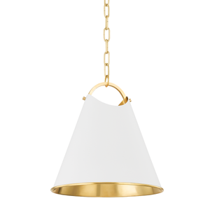Burnbay Pendant 13.75" in aged brass — a Hudson Valley pendant for kitchens, entries, and dining rooms at Laurie Yapp Home.