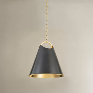 Close-up of the Burnbay Pendant 13.75" showing the shade shape and metal detail.