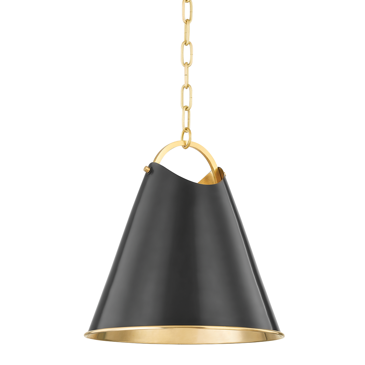 Burnbay Pendant 13.75" in aged brass — a Hudson Valley pendant for kitchens, entries, and dining rooms at Laurie Yapp Home.