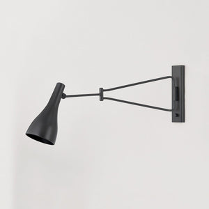 Close-up of the Northford Wall Sconce in dark bronze showing the arm curve and shade silhouette.