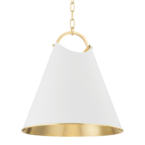 Burnbay Pendant 18.25" in aged brass — a Hudson Valley pendant for kitchens, entries, and dining rooms at Laurie Yapp Home.