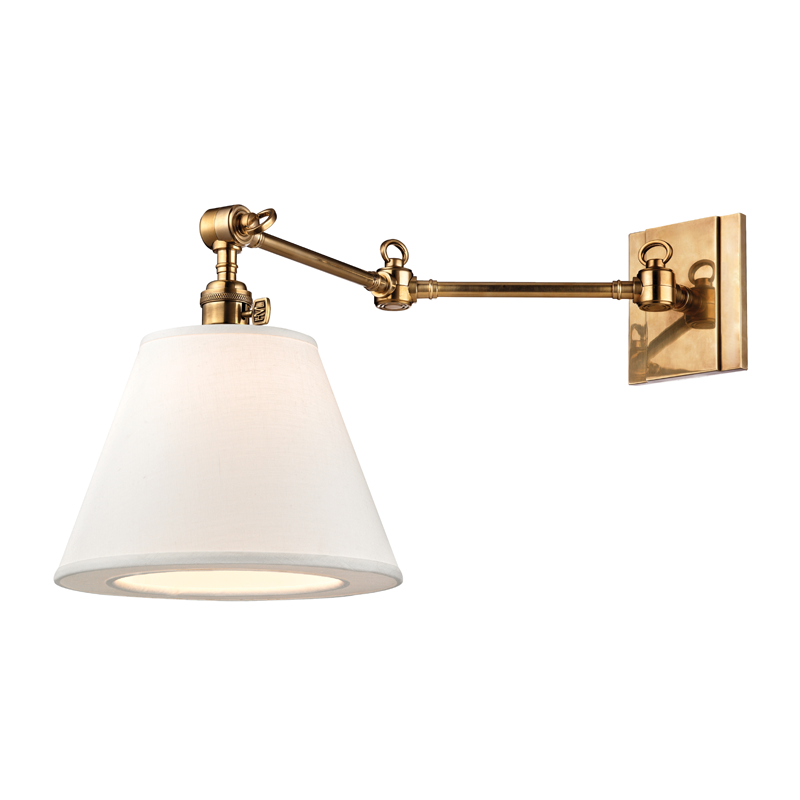 Hillsdale Wall Sconce 10" x 12.75" in aged brass — a Hudson Valley wall sconce for bathrooms, hallways, and living rooms at Laurie Yapp Home.