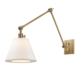 Hillsdale Wall Sconce 10" x 12.75" in aged brass — a Hudson Valley wall sconce for bathrooms, hallways, and living rooms at Laurie Yapp Home.