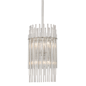 Wallis Pendant 10.5" in polished nickel shown from a second angle to highlight the shade shape and metal detail.