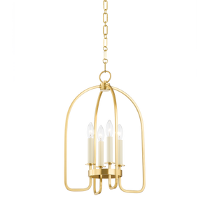 Oakville Lantern 14.25" in aged brass — a Hudson Valley lantern for entries, foyers, and covered porches at Laurie Yapp Home.
