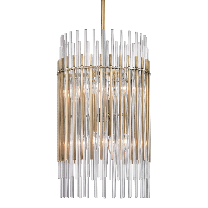 Wallis Pendant 15" in aged brass — a Hudson Valley pendant for kitchens, entries, and dining rooms at Laurie Yapp Home.