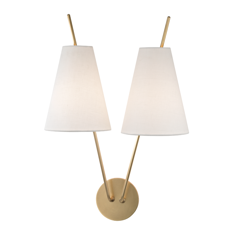 Campagna Wall Sconce in Aged Brass — a Hudson Valley wall sconce for bathrooms, hallways, and living rooms at Laurie Yapp Home.
