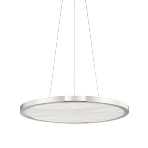 Eastport Chandelier 24.25" in polished nickel shown from a second angle to highlight the frame, arms, and shade detail.