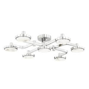 Meander Semi Flush 29" in polished nickel shown from a second angle to highlight the shade profile and mounting canopy.