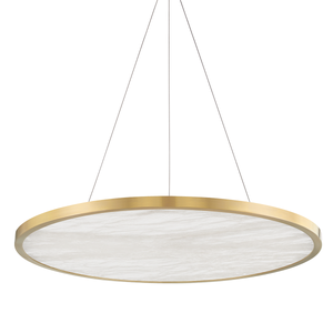 Eastport Chandelier 36" in aged brass — a Hudson Valley chandelier for dining rooms, entries, and living rooms at Laurie Yapp Home.