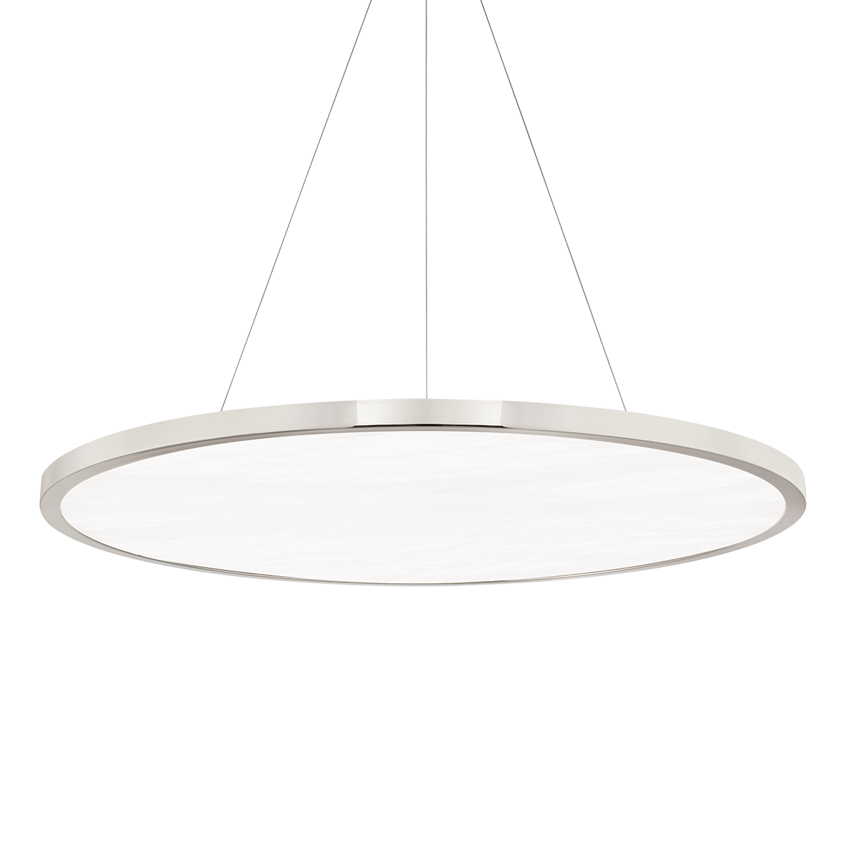 Eastport Chandelier 36" in polished nickel shown from a second angle to highlight the frame, arms, and shade detail.