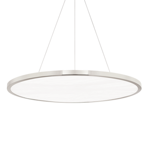 Eastport Chandelier 36" in polished nickel shown from a second angle to highlight the frame, arms, and shade detail.