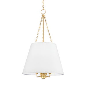 Burdett Pendant 22" in aged brass — a Hudson Valley pendant for kitchens, entries, and dining rooms at Laurie Yapp Home.