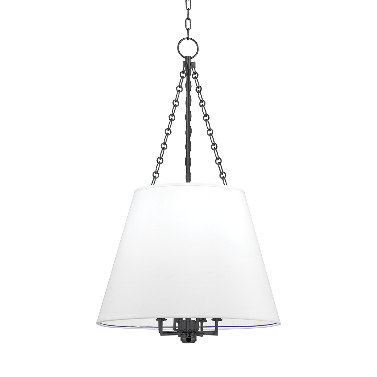 Burdett Pendant 22" in bronze shown from a second angle to highlight the shade shape and metal detail.