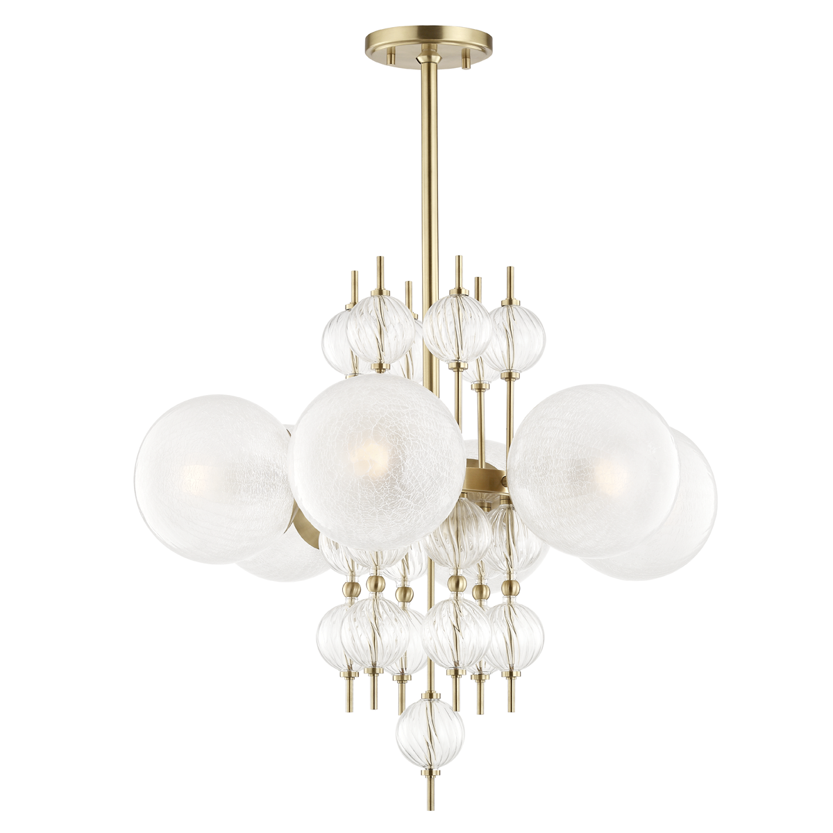 Calypso Chandelier 27.25" in aged brass — a Hudson Valley chandelier for dining rooms, entries, and living rooms at Laurie Yapp Home.