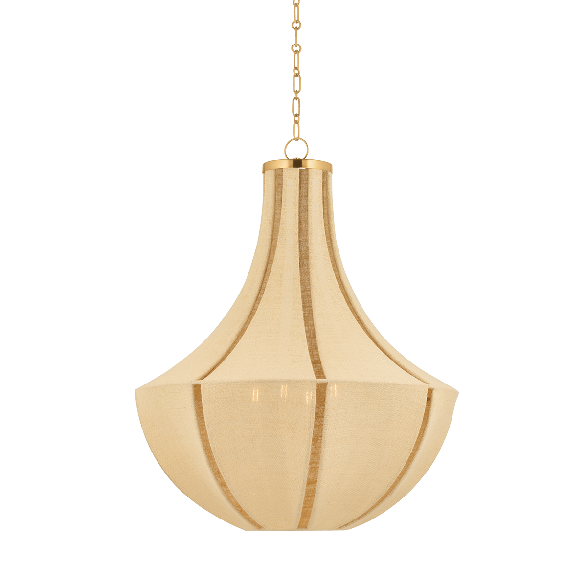 Cascade Lake Pendant 30" in aged brass — a Hudson Valley pendant for kitchens, entries, and dining rooms at Laurie Yapp Home.